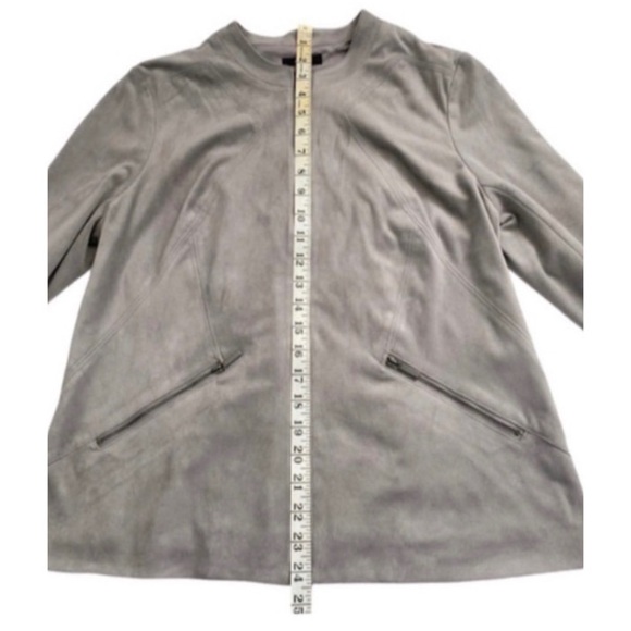 Alfani Women’s Modern Metal Gray Faux Suede Zip Up Jacket, Size Medium - Picture 8 of 13